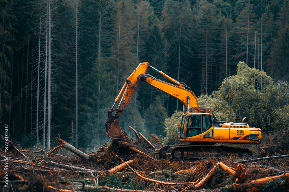 destruction of our forests with heavy machinery felling trees, highlighting the urgent need for forest conservation efforts destruction of our forests with heavy machinery felling trees, highlighting the urgent need for forest conservation efforts