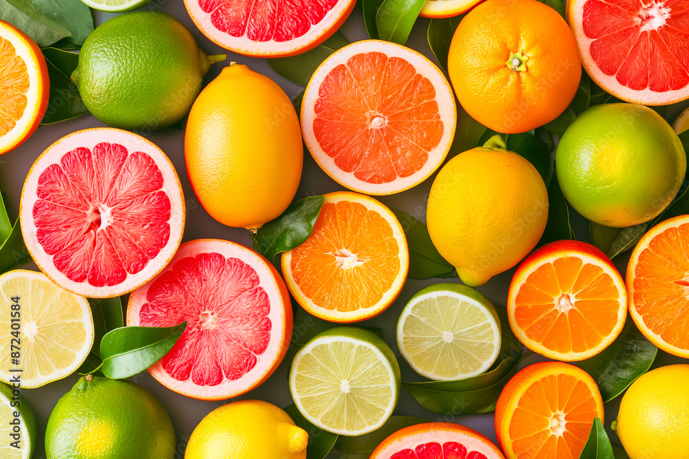 Different citrus fruits as background, top view Different citrus fruits as background, top view