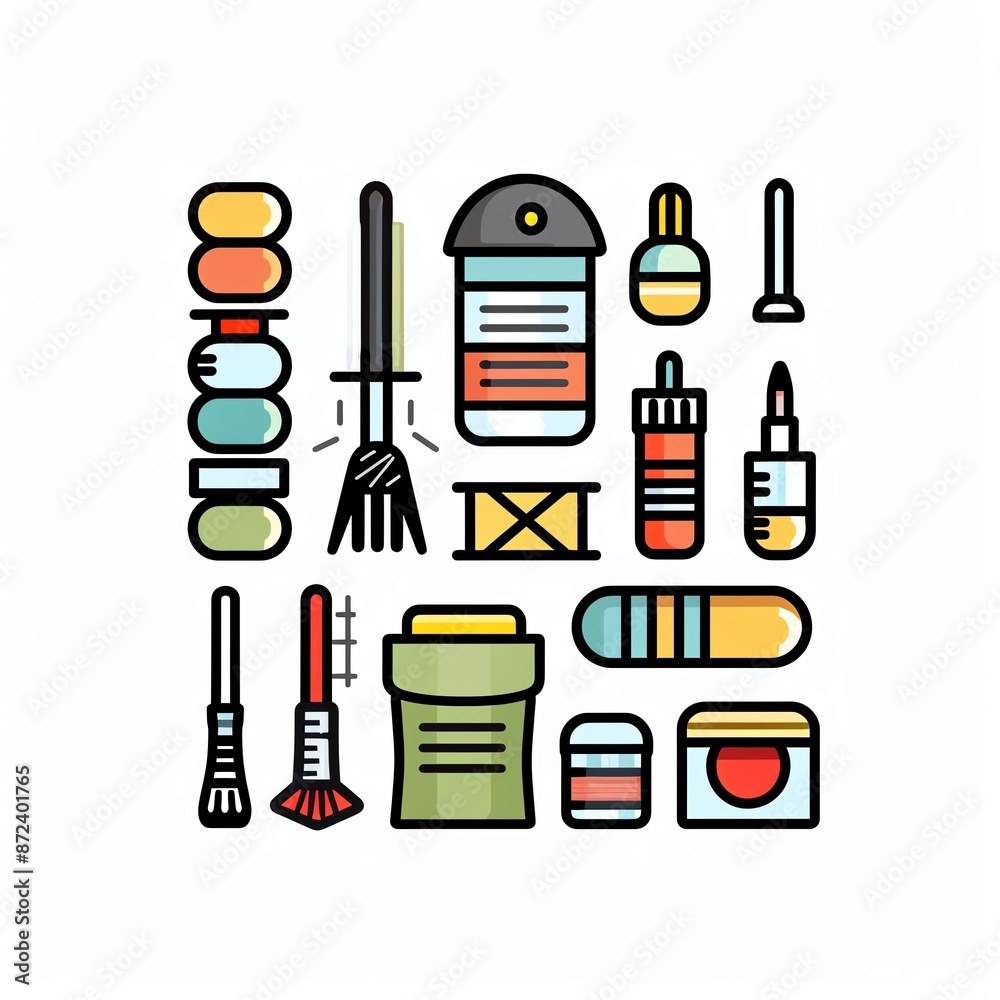 Obraz premium Colorful art and craft supplies on a shelf.