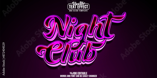 Night editable text effect, customizable club and dance 3d font style