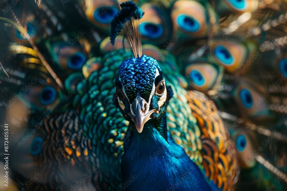 Obraz premium Close-up of a Majestic Peacock