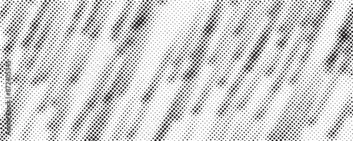 Grunge halftone gradient background. Faded grit noise texture. White and black sand wallpaper