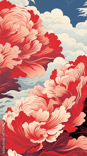 White Fluid Dripping Paint on Red Background, Abstract Image, Texture, Pattern Background, Wallpaper, Background, Cell Phone Cover and Screen, Smartphone, Computer, Laptop, 9:16 and 16:9 Format - PNG