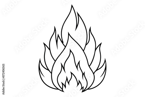 Realistic fire detailed line art intricate fiery illustration