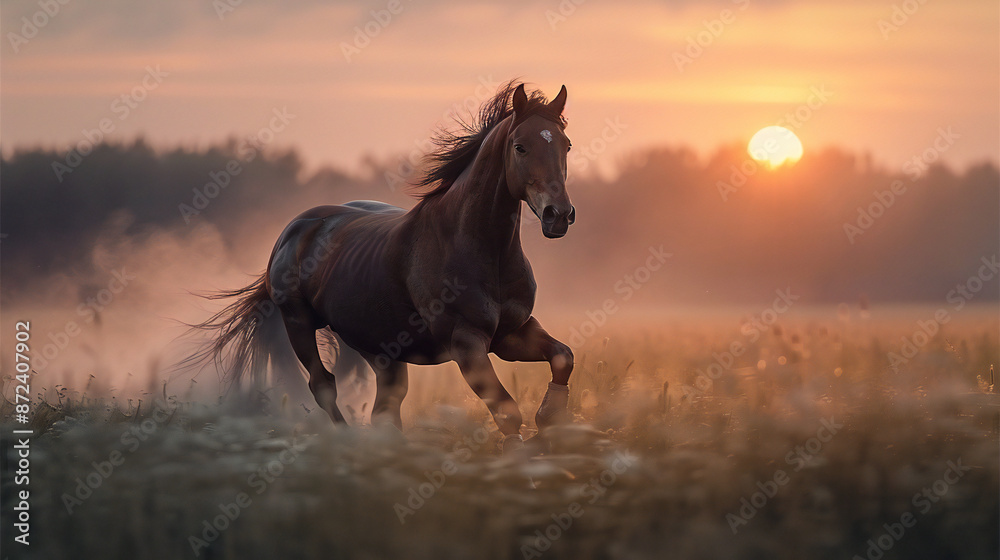 In the expansive green pasture, a magnificent white stallion gallops freely, its mane flowing like a banner of freedom in the wind. In the expansive green pasture, a magnificent white stallion gallops freely, its mane flowing like a banner of freedom in the wind.