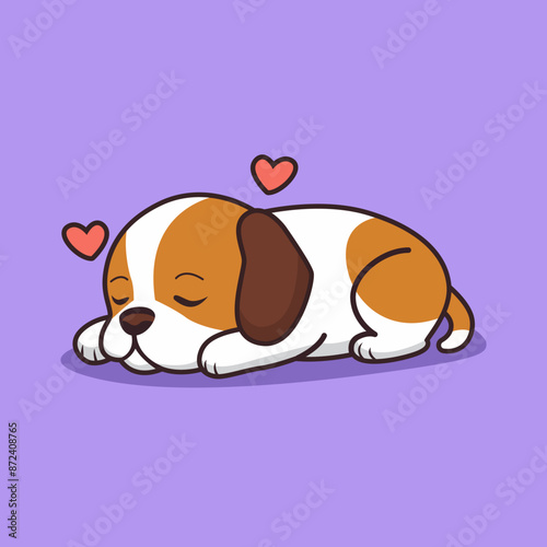 Cute bulldog sleeping laydown on floor cartoon vector illustration