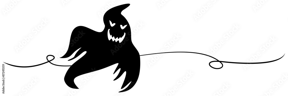 Obraz premium line art ghost silhouette illustration background for a halloween day