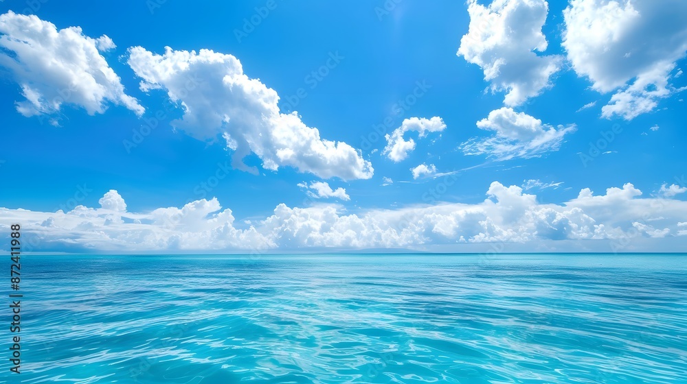 Blue Ocean and Sky with White Clouds. Blue Ocean and Sky with White Clouds.