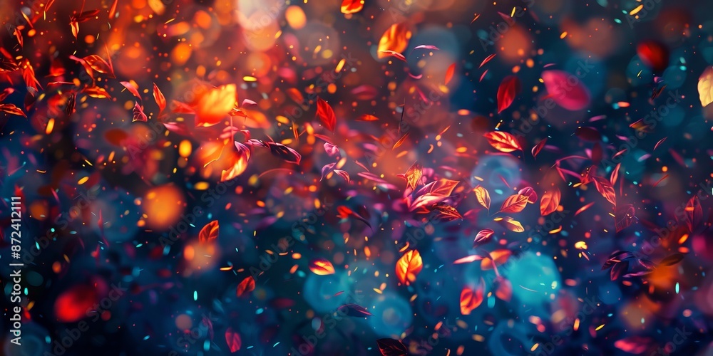 Vivid autumn leaves swirling in the breeze, Concept of seasonal change, nature s beauty, and tranquil scenery. Abstract fall background. Copy space Vivid autumn leaves swirling in the breeze, Concept of seasonal change, nature s beauty, and tranquil scenery. Abstract fall background. Copy space