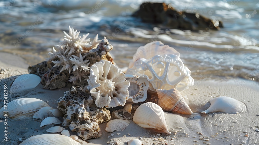 Fototapeta premium Seashells on the Beach.