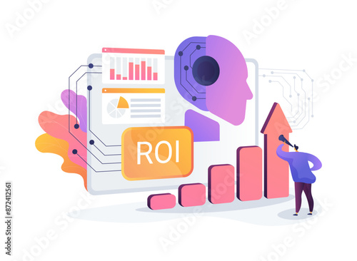 ROI and Attribution Analysis with AI abstract concept vector illustration.