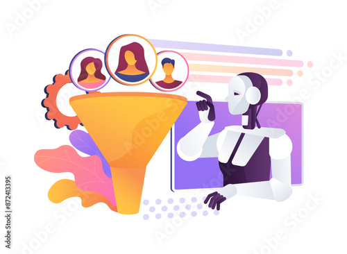 AI-Enhanced Sales Funnel Optimization abstract concept vector illustration.