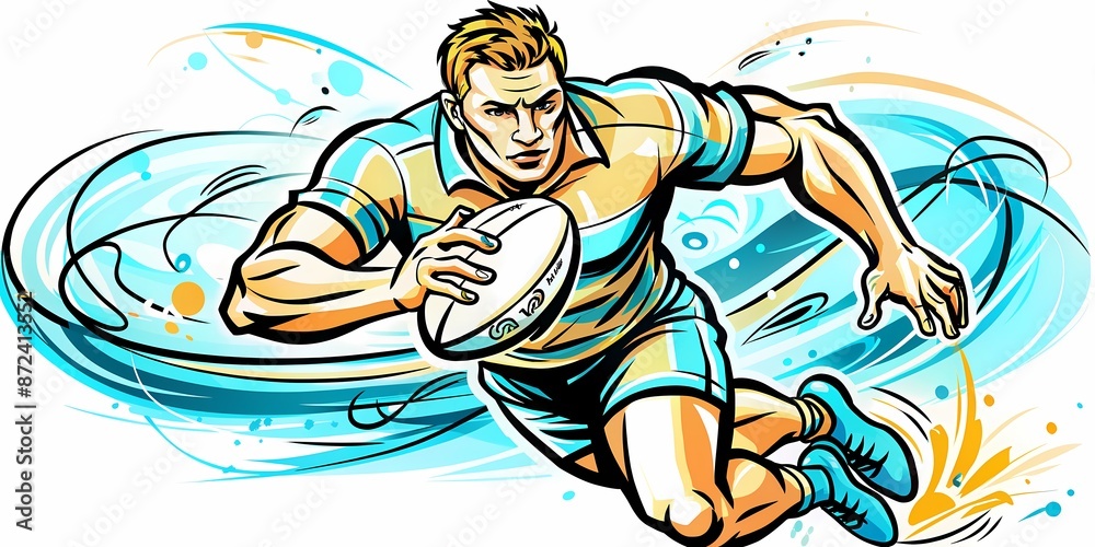 Dynamic Rugby Player in Action, Perfect for Sports Themed Decor, Apparel, and Event Promotions Dynamic Rugby Player in Action, Perfect for Sports Themed Decor, Apparel, and Event Promotions