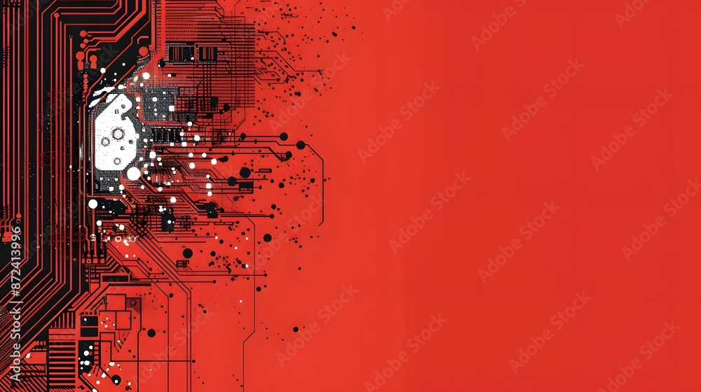 Obraz premium black and red technology background