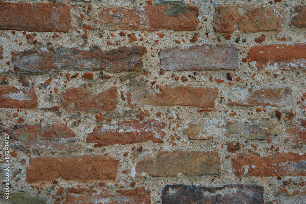 Structure of an old brick wall close up Structure of an old brick wall close up