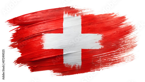 Fotografie Swiss flag in abstract brushstroke style