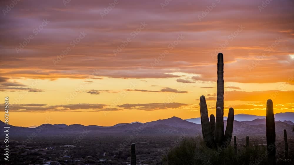 Fiery desert sunset in Cave Creek, Arizona