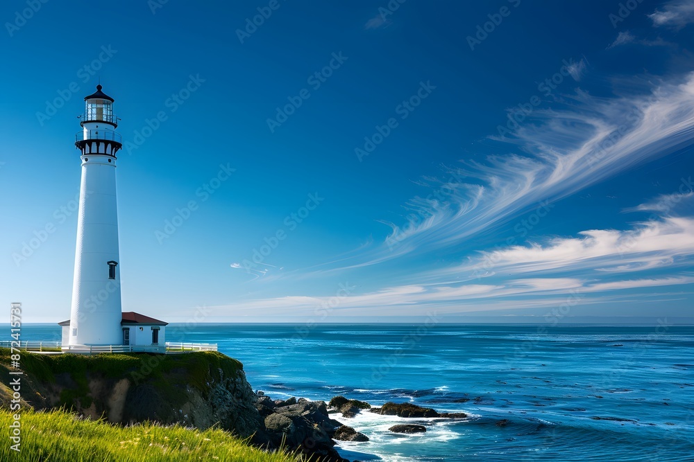 Lighthouse on a Cliff overlooking the Ocean Lighthouse on a Cliff overlooking the Ocean
