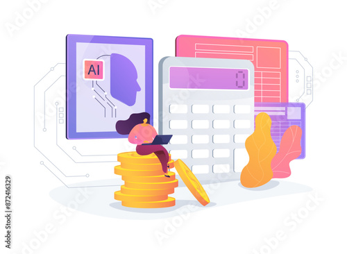 AI-Backed Payroll and Benefits Management abstract concept vector illustration.