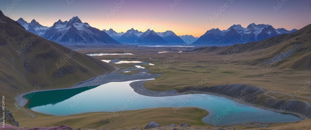 Fototapeta premium majestic mountain landscape with river