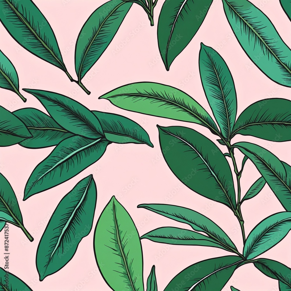 Fototapeta premium Painted leaves illustration