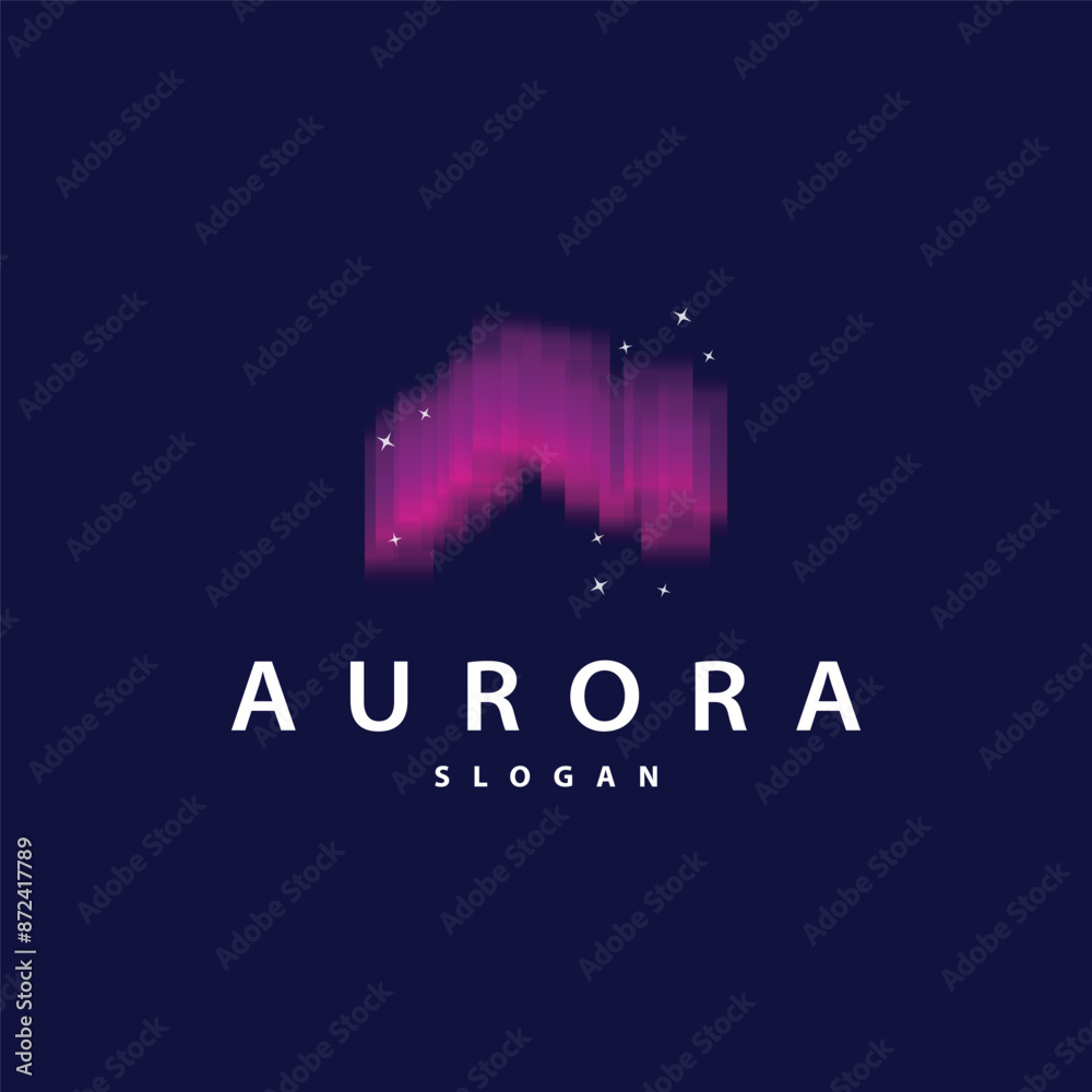Fototapeta premium Aurora Light Wave Sky View Logo, Simple Abstract Templet Illustration Design
