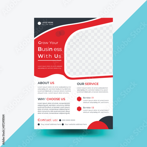 a4 flyer template, modern template, Corporate business flyer, red and black , perfect for creative professional red and bl, business proposal, promotion, advertise, publication,
