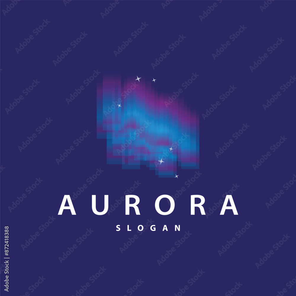 Fototapeta premium Aurora Light Wave Sky View Logo, Simple Abstract Templet Illustration Design