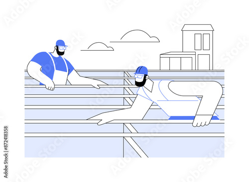 Floor joists installation abstract concept vector illustration.