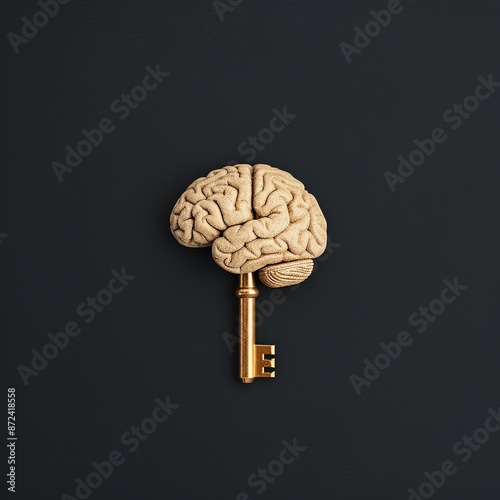 Abstract depiction of a key unlocking a brain, answers, unlocking potential photo