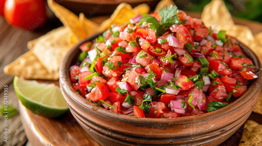 Vibrant Homemade Salsa in Rustic Bowl with Fresh Ingredients
