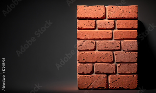Red brick block on a black background