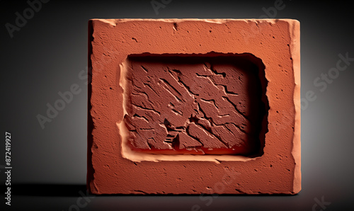 Red brick block tv on a black background