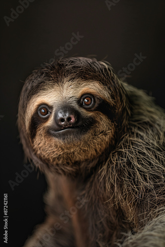 Studio Portrait of a Sloth with Dark Background © KC Radler