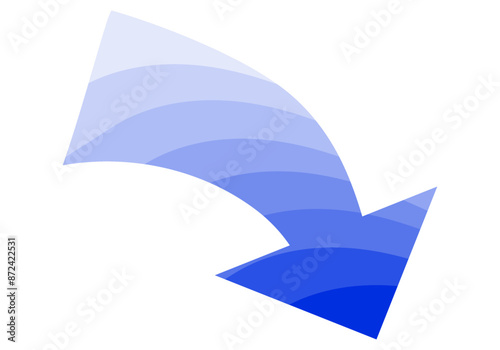 水色から青へ下降するイメージの矢印のベクターイラストレーション