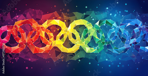 A colorful, abstract design of circles in various colors