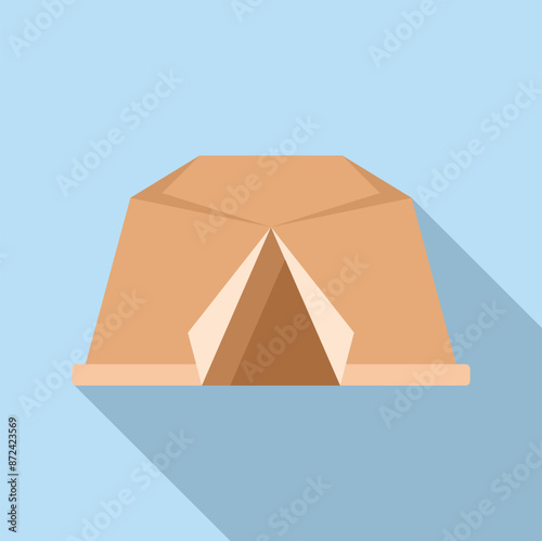 Camping tent standing on wooden platform representing glamping concept