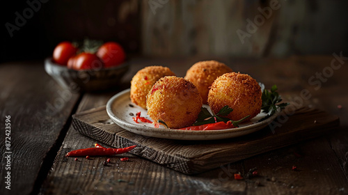 Plate of arancini  photo