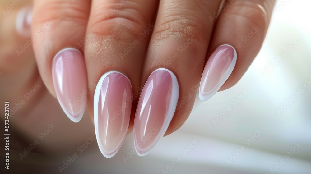 A woman's hand with a manicured nail, nail service concept A woman's hand with a manicured nail, nail service concept