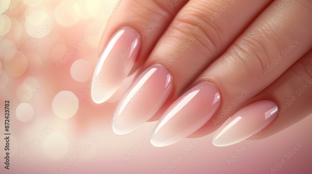 A hand with a clear nail polish on it, nail service concept A hand with a clear nail polish on it, nail service concept
