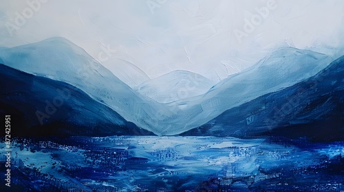 Fototapeta Naklejka Na Ścianę i Meble -  Mountains Landscape Oil painting, abstract oil painting wallpaper.