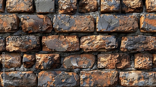 Brick wall texture with weathered and chipped bricks, providing an authentic urban backdrop for illustrations of old buildings or historic cityscapes. , Minimalism,