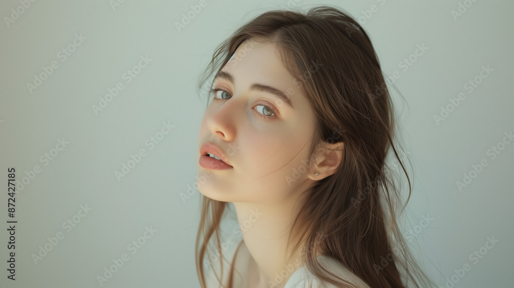 Elegant Young Woman with Soft Expression Elegant Young Woman with Soft Expression