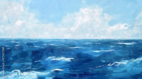 Oil painting ocean sky. Beautiful oil painting wallpaper, art print, background design.
