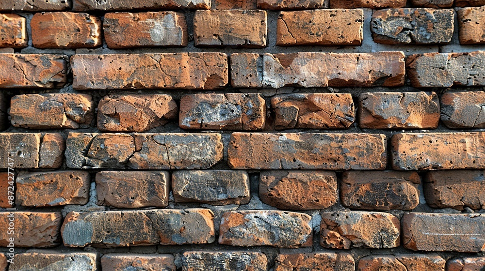 Brick wall texture with weathered and chipped bricks, providing an authentic urban backdrop for illustrations of old buildings or historic cityscapes. , Minimalism, Brick wall texture with weathered and chipped bricks, providing an authentic urban backdrop for illustrations of old buildings or historic cityscapes. , Minimalism,