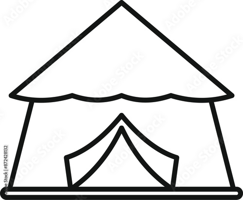 Simple line drawing of a camping tent, symbolizing outdoor exploration and the joys of connecting with nature