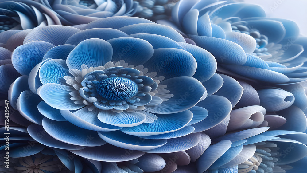 A close up of blue flowers on a white background