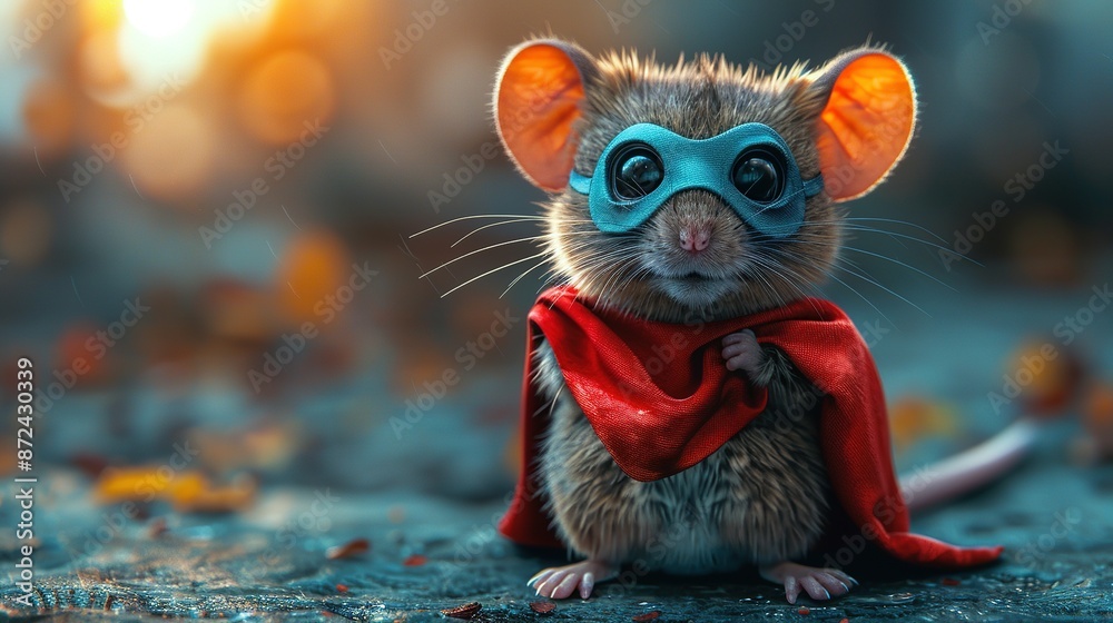 Adorable Mouse Hero in Mask and Cape Adorable Mouse Hero in Mask and Cape