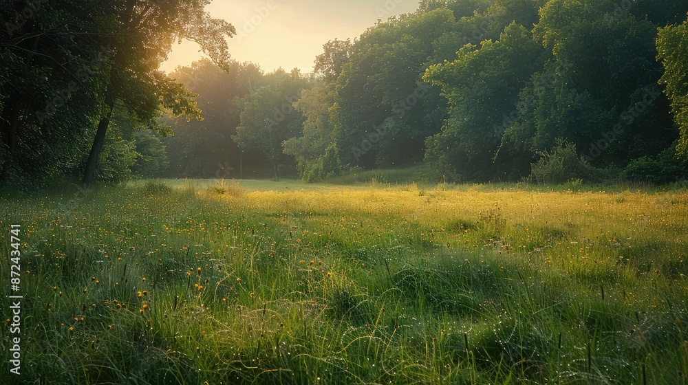 Obraz premium Sun-kissed meadows in idyllic setting