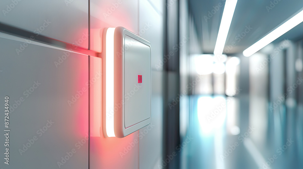 Photorealistic image of a high-tech medical alert system sleek and modern design subtle backlighting Photorealistic image of a high-tech medical alert system sleek and modern design subtle backlighting